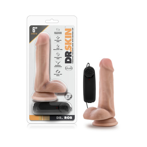 Dr. Skin - Dr. Rob - 6in Vibrating Cock With Suction Cup - Vanilla | cutebutkinky.com