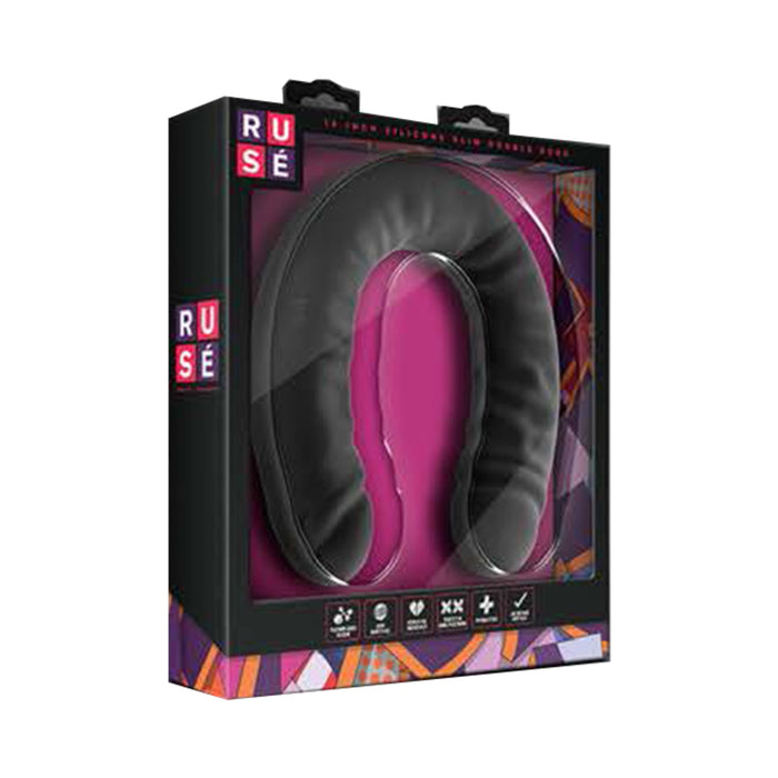 Ruse - Silicone Double Headed Dildo - 18in - Black | cutebutkinky.com