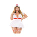 Curve Bedside Nurse Costume Set; Dress With Tie Back, Gartered Panty And Medic Hat White 3x/4x | cutebutkinky.com