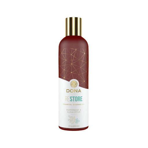 Dona Essential Massage Oil Restore Peppermint & Eucalyptus 4oz | cutebutkinky.com