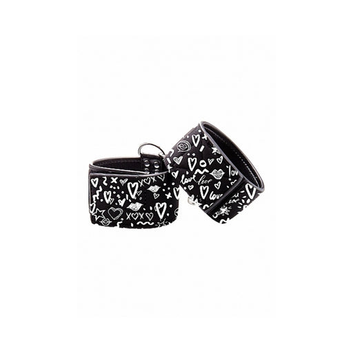 Printed Handcuffs Love Street Art Fashion Black | cutebutkinky.com