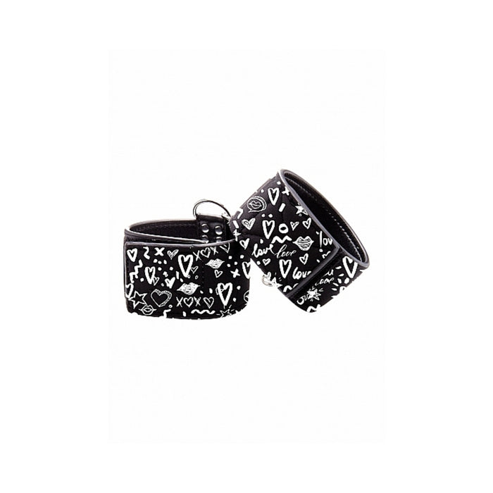 Printed Handcuffs Love Street Art Fashion Black | cutebutkinky.com