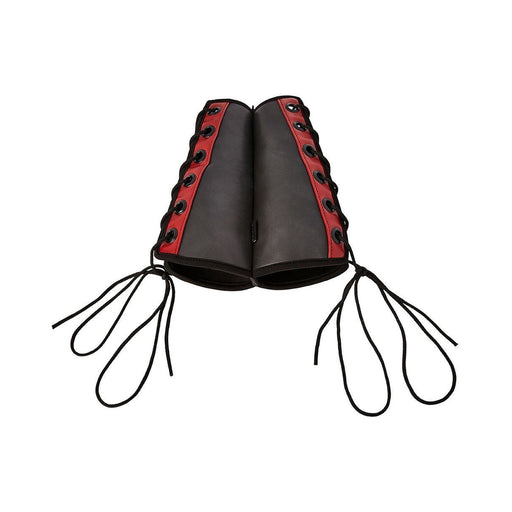 Sportsheets Saffron Gauntlet Cuffs Black Red | cutebutkinky.com