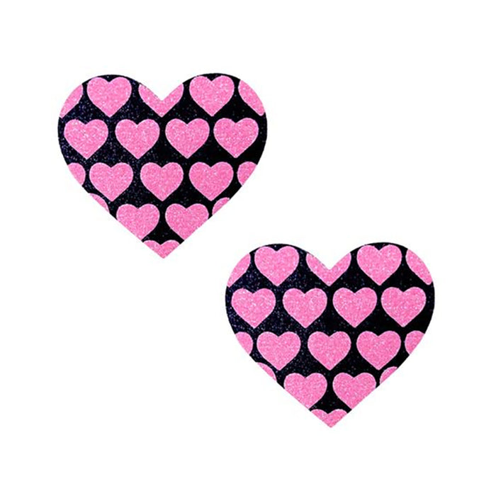 Neva Nude Pasty Hearts On Heart Uv Ne Pink/black | cutebutkinky.com