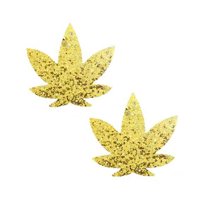 Neva Nude Pasty Weed Leaf Glitter Sparkle Gold | cutebutkinky.com
