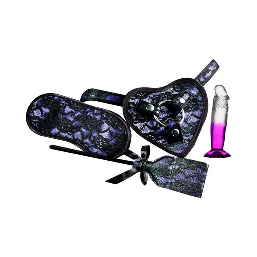 Heart-on Deluxe Harness Kit With Straight Dong Purple | cutebutkinky.com