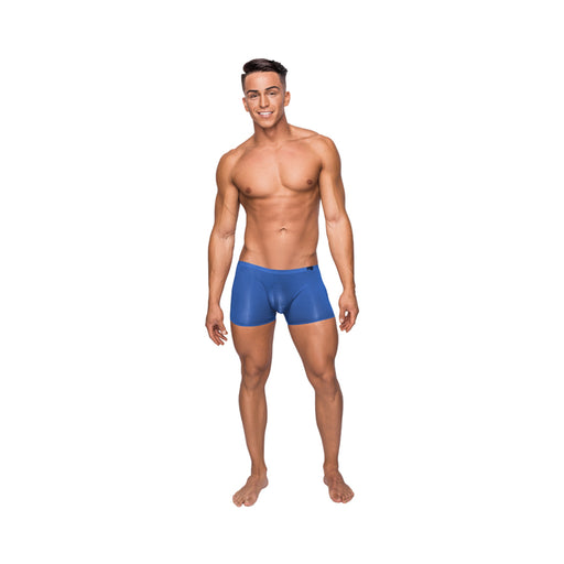 Male Power Seamless Sleek Short Blue Sheer Pouch Large | cutebutkinky.com