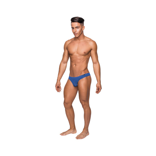 Male Power Seamless Sleek Thong Blue Sheer Pouch Sm | cutebutkinky.com