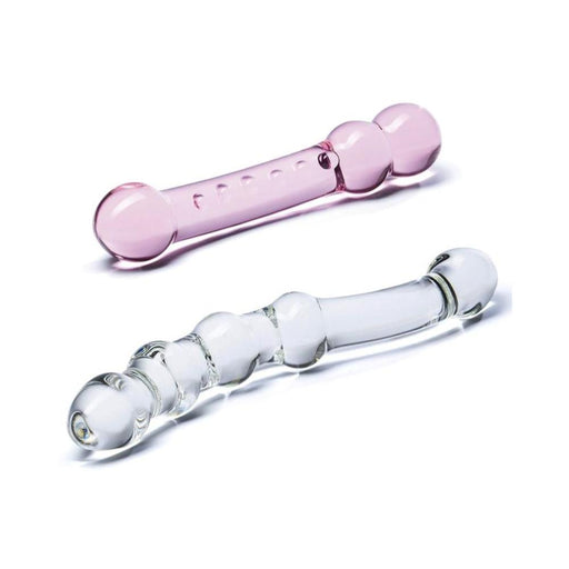 Double Pleasure Glas Dildo Set 2pc | cutebutkinky.com