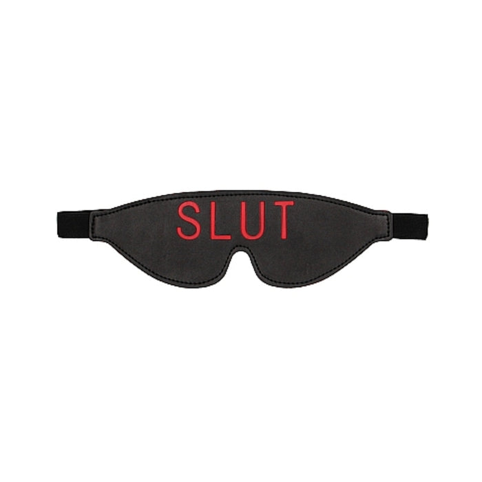 Ouch! Blindfold - Slut - Black | cutebutkinky.com