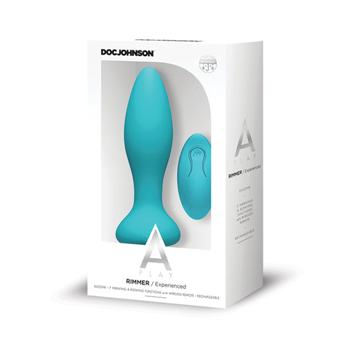 A-play Rimmer Experienced Rechargeable Silicone Anal Plug With Remote Teal | cutebutkinky.com