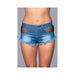 Denim Shorts With Fishnet Top Trimming  Frindge Bottom Black Small | cutebutkinky.com