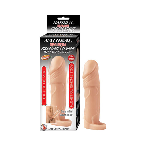 Natural Realskin Vibrating Xtender With Scrotum Ring | cutebutkinky.com