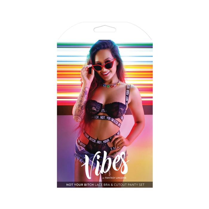 Vibes Not Your Bitch Bra/panty Black S/m