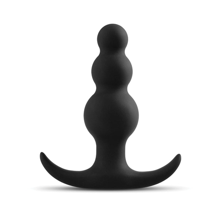 Anal Adventure Platinum Beaded Plug Black | cutebutkinky.com