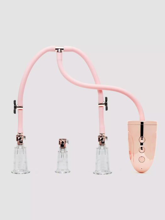 Automatic Rechargeable Clitoral & Nipple Pump Set - Medium - Pink | cutebutkinky.com