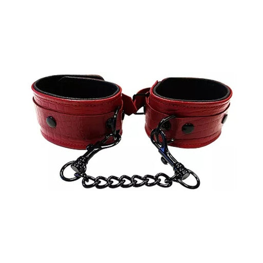 Leather Wrist Cuffs Burgunday & Black Accessories | cutebutkinky.com