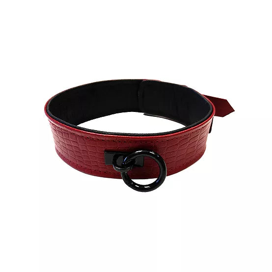 Leather Collar Cuffs Burgunday & Black Accessories | cutebutkinky.com