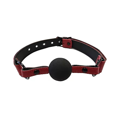 Leather Ball Gag With Rubber Ball  Burgunday & Black Accessories | cutebutkinky.com