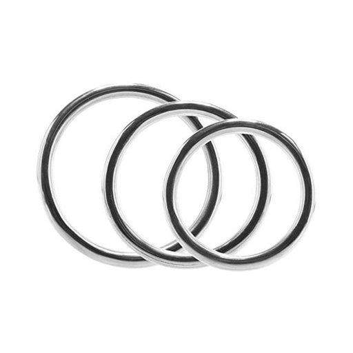 Stainless Steel  Stainless Steel 3 Piece Cock Ring Set (55mm/50mm/45mm) - In Clamshell | cutebutkinky.com
