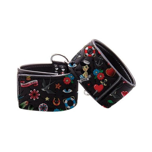 Ouch! Old School Tattoo Printed Hand Cuffs | cutebutkinky.com