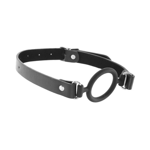 Ouch! Silicone Ring Gag With Leather Straps - Black | cutebutkinky.com