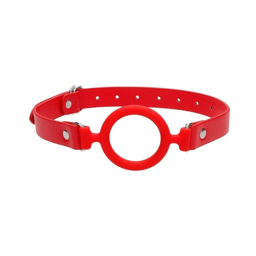 Ouch Silicone Ring Gag With Leather Straps - Red | cutebutkinky.com