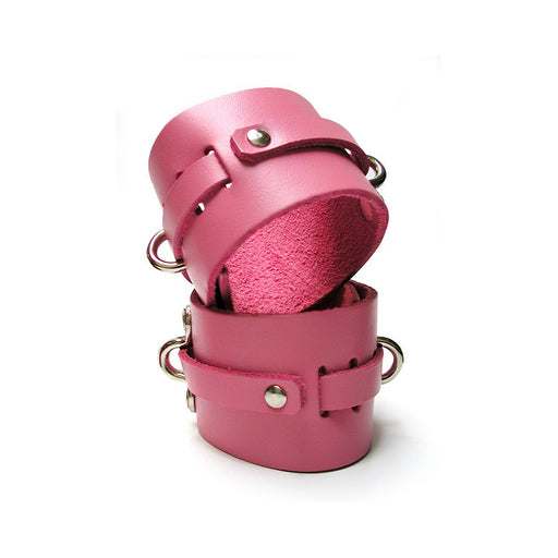 Kinklab Pink Bound Leather Wrist Cuffs | cutebutkinky.com
