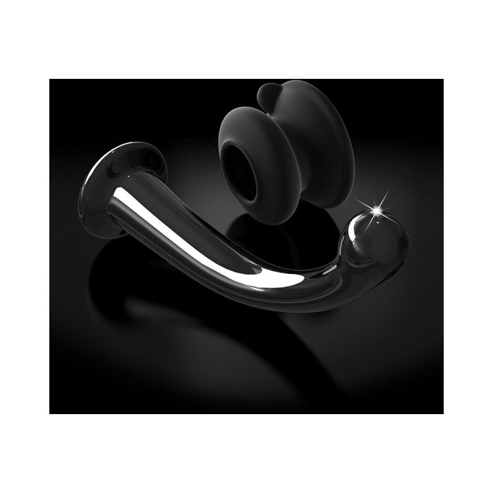 Icicles No. 87 - Glass Suction Cup G-spot Wand - Black | cutebutkinky.com