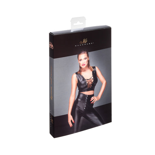 Noir Handmade Powerwetlook Top With Lacing M | cutebutkinky.com