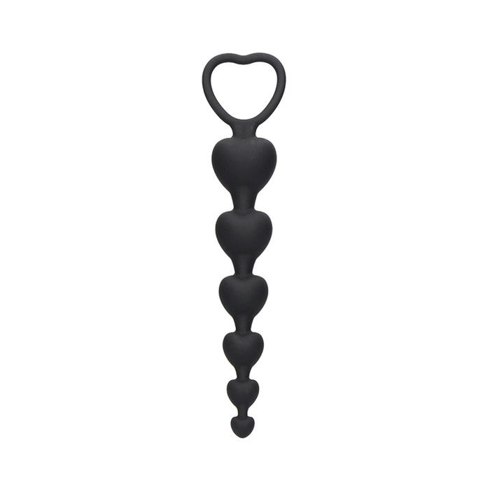 Ouch Anal Heart Beads Black | cutebutkinky.com