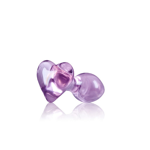 Crystal Heart Glass Anal Plug Purple | cutebutkinky.com