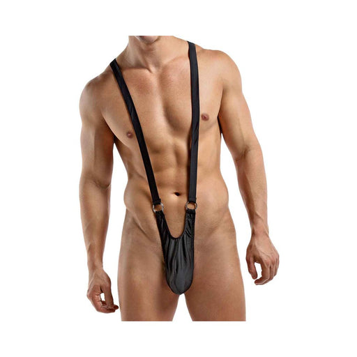 Male Power Nylon Lycra Sling With Rings Black S/M | cutebutkinky.com