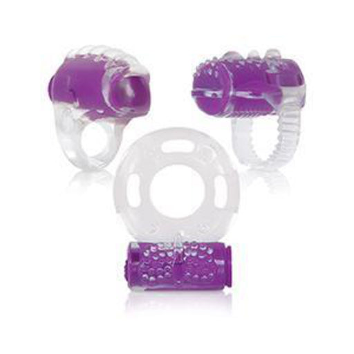 Ring True Unique Pleasure Rings Kit Clear Purple 3 Pack | cutebutkinky.com