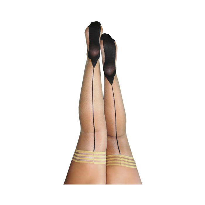 Kixies Ruby Nude Black Back Seam Size D | cutebutkinky.com