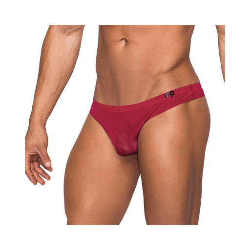 Male Power Seamless Sleek Thong Sheer Pouch Wine S/M | cutebutkinky.com