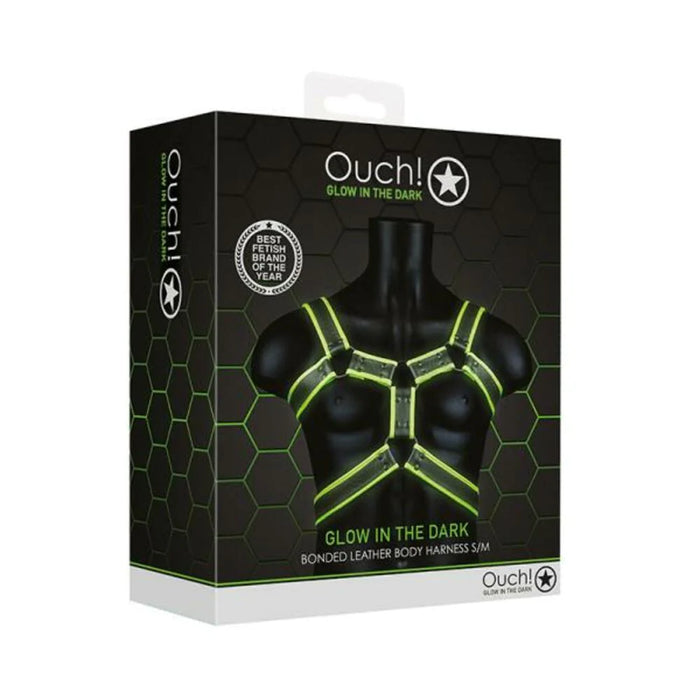 Ouch! Glow Body Harness - Glow In The Dark - Green