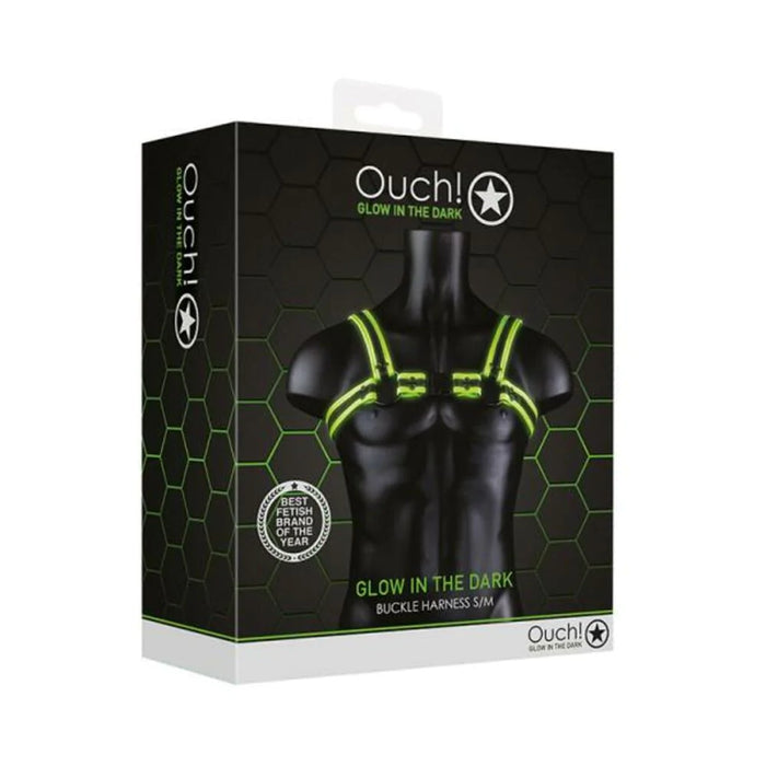 Ouch! Glow Buckle Harness - Glow In The Dark - Green