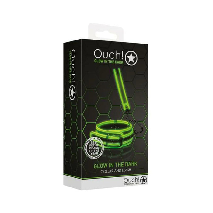 Ouch! Glow Collar And Leash - Glow In The Dark - Green