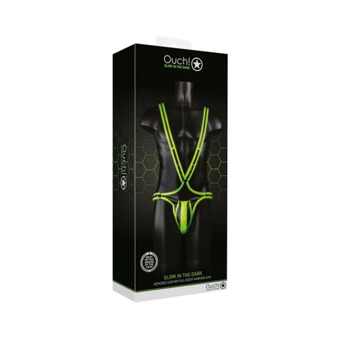 Ouch! Glow Full Body Harness - Glow In The Dark - Green