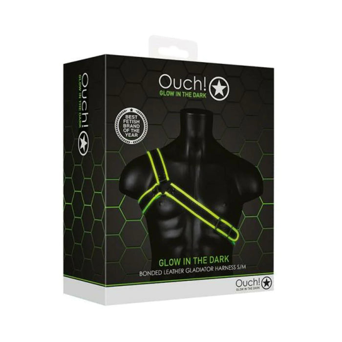 Ouch! Glow Gladiator Harness - Glow In The Dark - Green