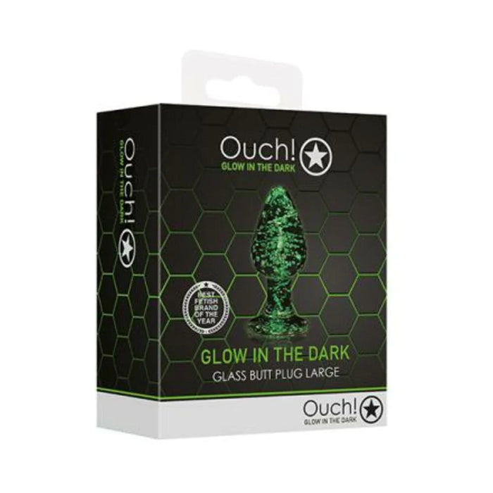 Ouch! Glow Glass Butt Plug - Glow In The Dark - Clear - Large